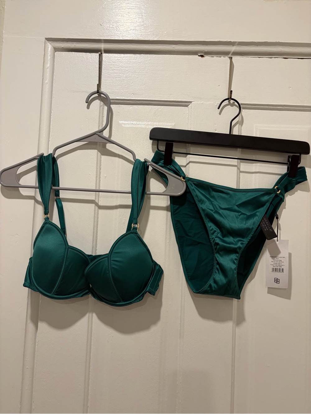 Bluebella Teal Satin Padded Balconette Bra with Matching High-Cut Briefs